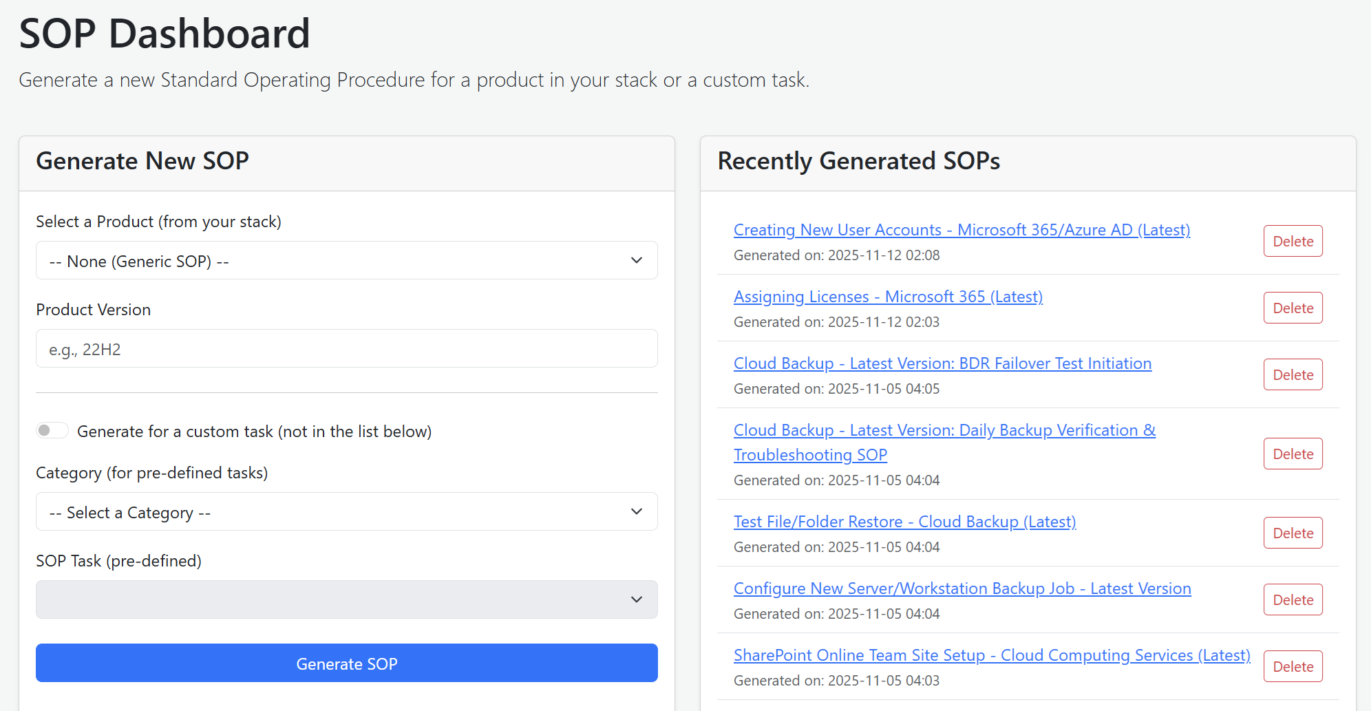 SOP & Knowledge Base